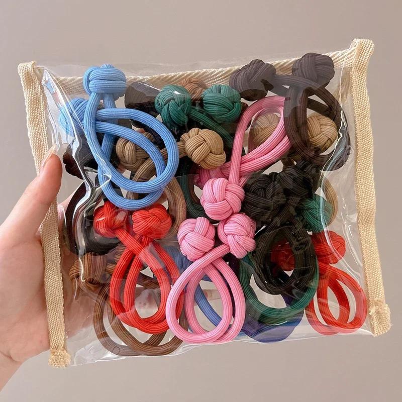2/10 Piezas Gomas Elásticas para el Pelo Anudadas para Mujeres Alta Elasticidad Cuerda para la Cabeza de Chica de Moda Coletero Accesorios para el Cabello