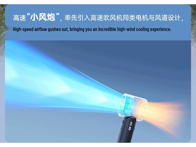 USB Portable Handheld Fan: Mini Size, Long Battery Life, 120-Speed Display, High-Speed Outdoor Use.