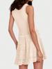 Women's Summer Tank Mini Dress Crew Neck Crochet Hem Flowy Knit Dress