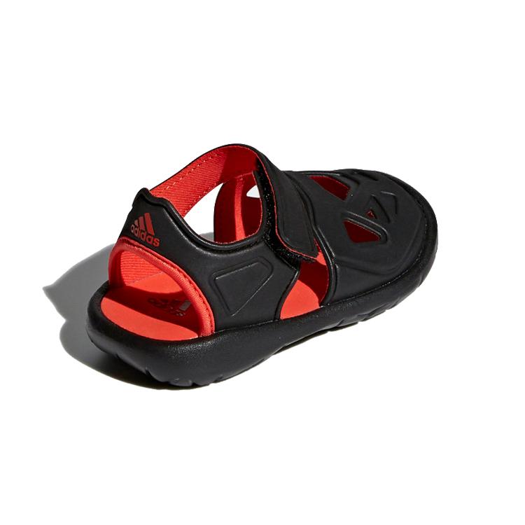 Adidas Neo FORTASWIM Synthetic Leather Comfortable Low top Toddler Shoes Black Red Infant And Toddler CQ0089
