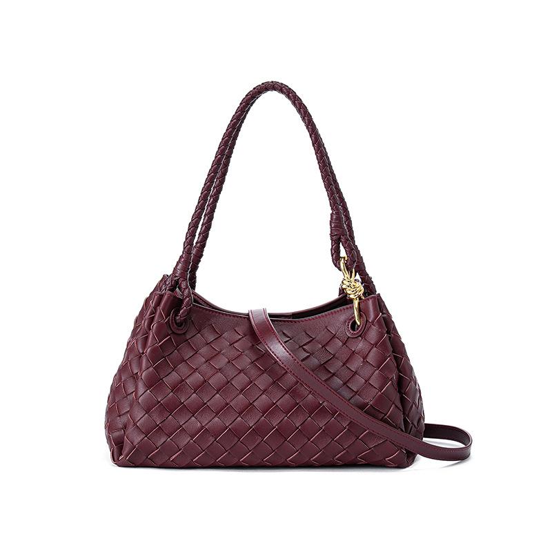 Neue Echte Lammfell Damen Handtasche, Fallschirmtasche Mittlere Größe Handgefertigte Gewebte Tasche mit Metallschnalle, Einzelne Schulter- & Handtasche