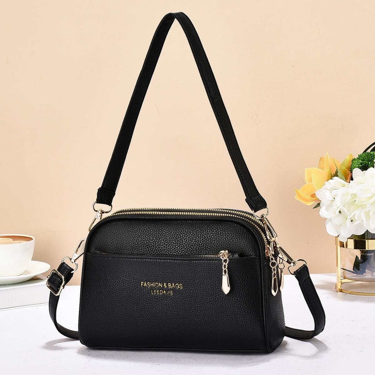 

Корейская версия большой вместимости, легкая, роскошная, высококачественная, мягкая, прочная, модная, изысканная, легкая, для поездок, для улицы, через плечо чёрный