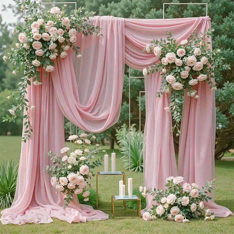 Dark Green Chiffon Wedding Arch Draping Fabric Sheer Curtains Drapery Ceremony Reception Backdrop Curtain Party Swag Christmas