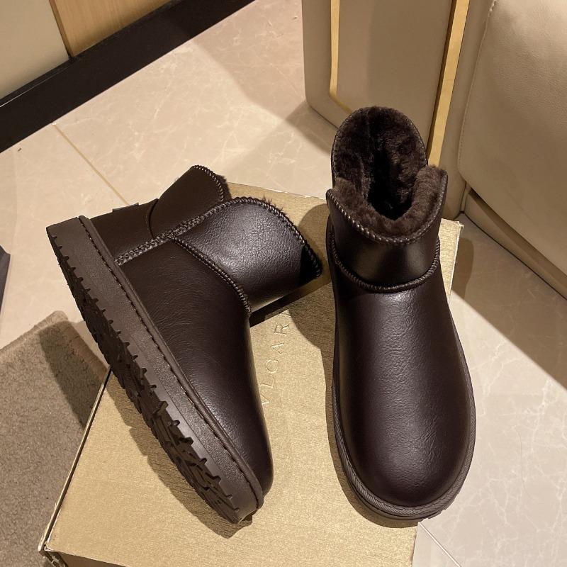 

35-44 Большие размеры женская обувь платформа зимние женские короткие хлопковые ботинки теплая кожаная хлопковая обувь водонепроницаемая большая хлопковая обувь 35