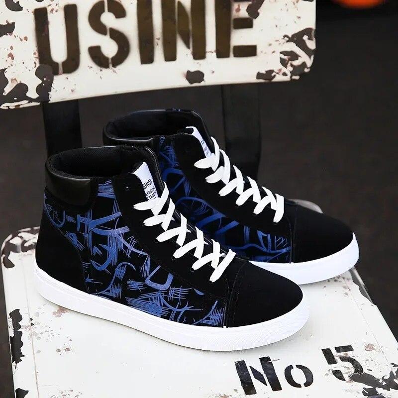 Scarpe da ginnastica alte in tela da uomo, alla moda, con plateau, primavera, inverno, scarpe casual vulcanizzate da uomo, per studenti, tenis masculino