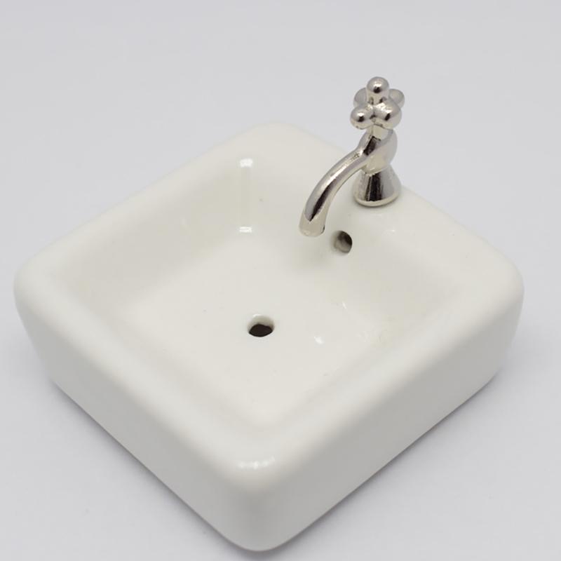 1:12 Dollhouse Miniature Bathroom Sink Ceramic Wash Basin Model Accessories Toys