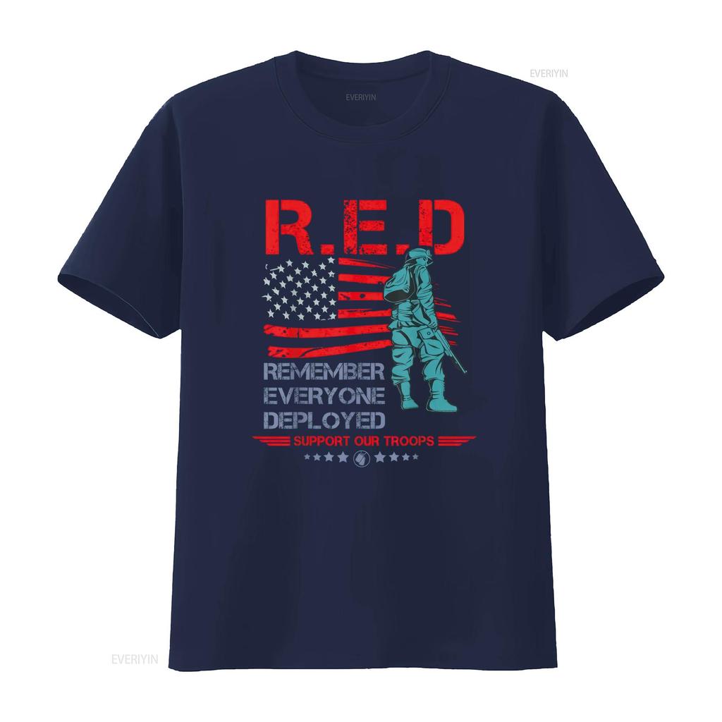 Red Friday Military T Shirt Remember Everyone Deployed Vintage Washed Comfortable Casual Top For Everyday Wear Stylish