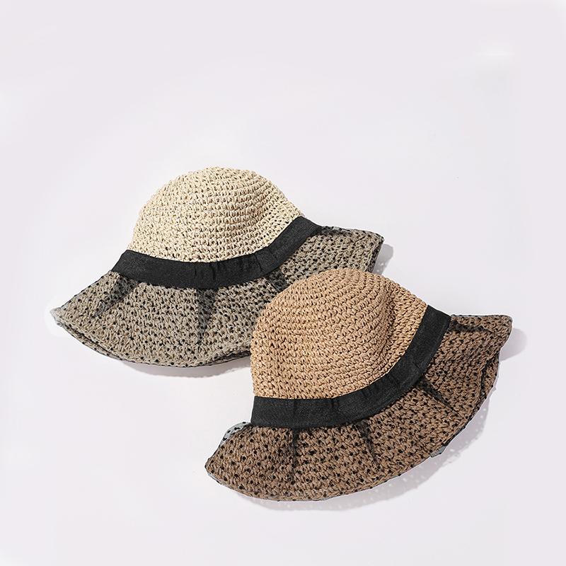 Versatile Style Hat Straw Woven Sweet Lace Female Sunshade Fisherman Hatscaps