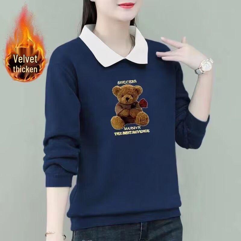 Women s Plus Size Velvet-Lined Winter Hoodie - Slimming, Loose-Fit, Casual & Versatile POLO Collar Base Layer 4XL