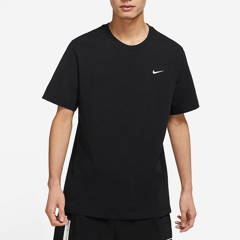 Nike Sportswear Solid Color Embroidered Logo Micro Mark Round Neck Casual Short Sleeve Black Men's BV0508-010