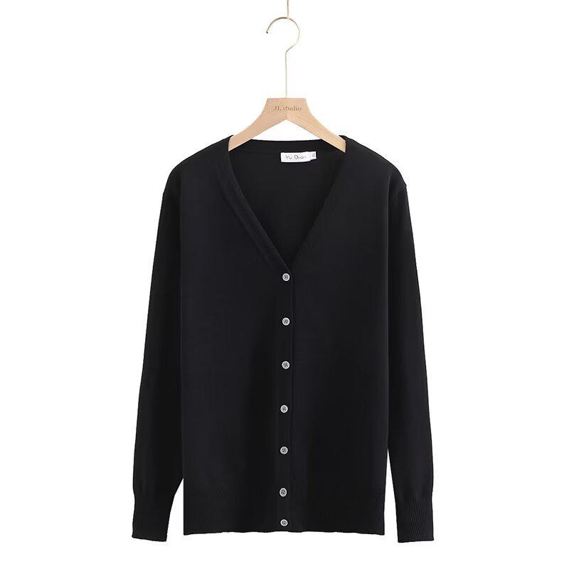 2024 Autumn Plus Size V-Neck Knit Cardigan Long Sleeve Versatile Sweater for Women