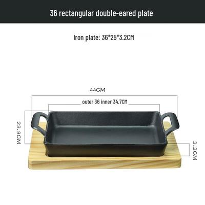 WHE Cast Iron Teppanyaki Grill Pan with Oak Board