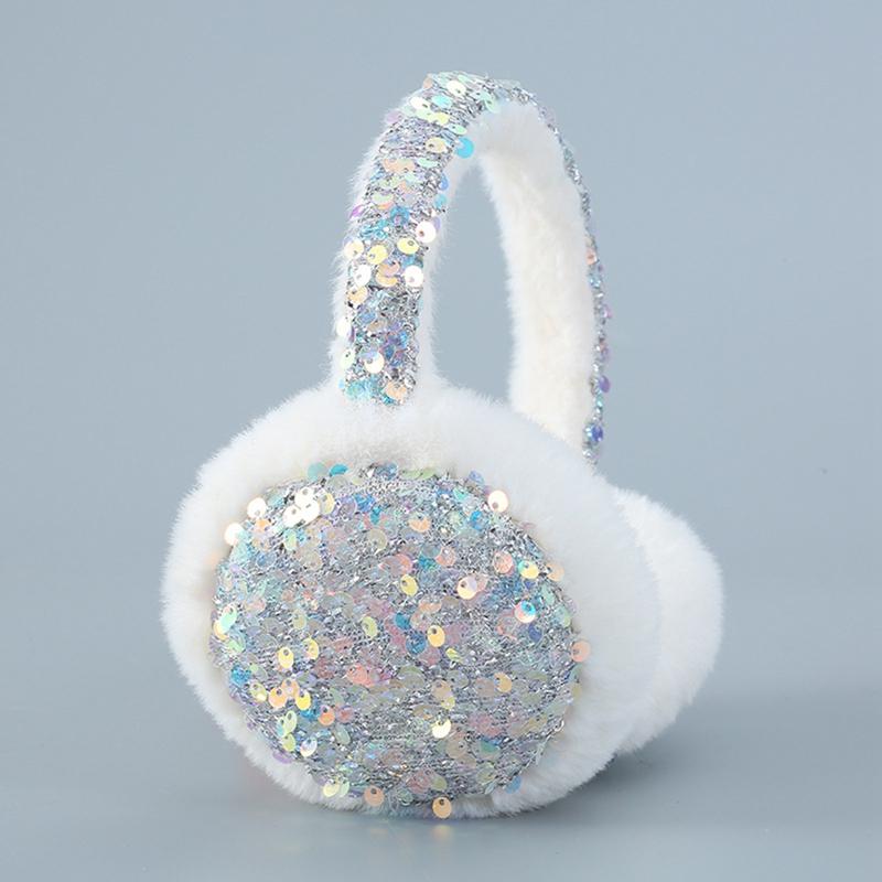 

Winter Women Keep Warm Earmuff Glitter Sequin Lovely Earmuffs Rabbit Fur Earflap Spring Cute Ears Cover Caps Skiiing Headphone