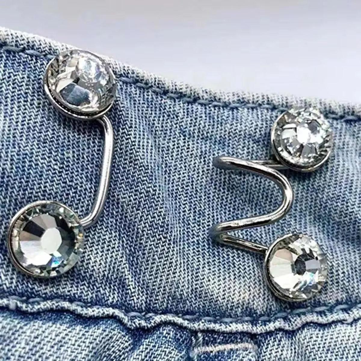 

2pcs-Adjustable Waist Buckle Extender No Sewing Pant Clips Waist Tightener Button for Jeans Skirts Sleeves Fit Button Pins Tool чорний