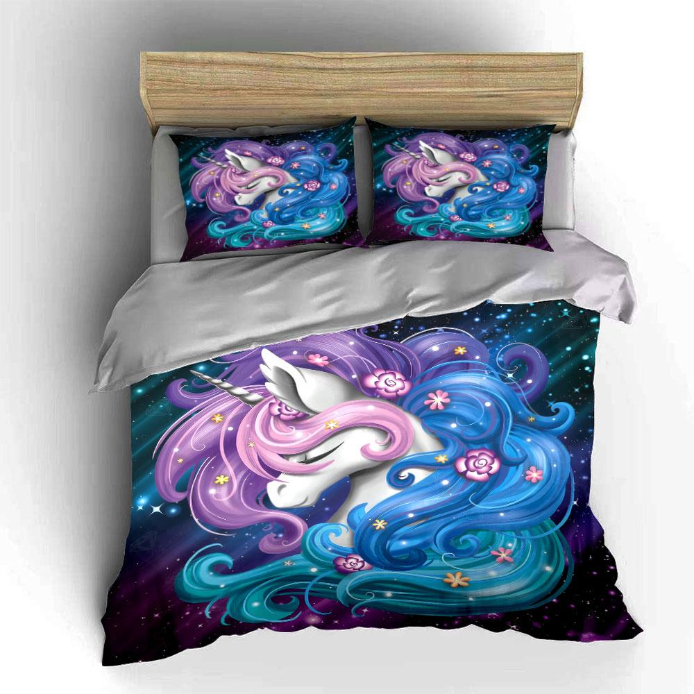Unicorn Fantasy Decor Gift Set Soft Comfortable Duvet Cover Bedding Set Included 1*Duvet Cover & 2*Pillowcases, Gift