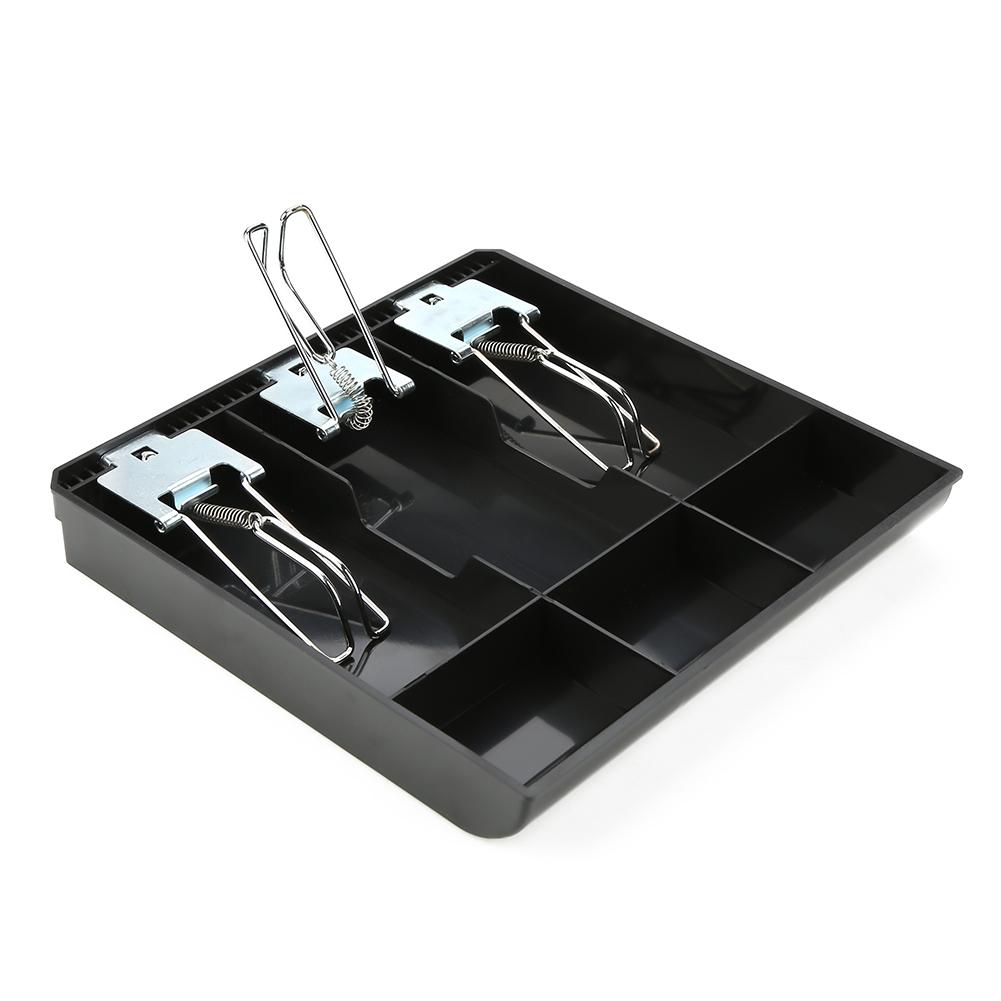 Cash Drawer Register Insert Tray Replacement Cashier Three Box with Metal Clip(black)