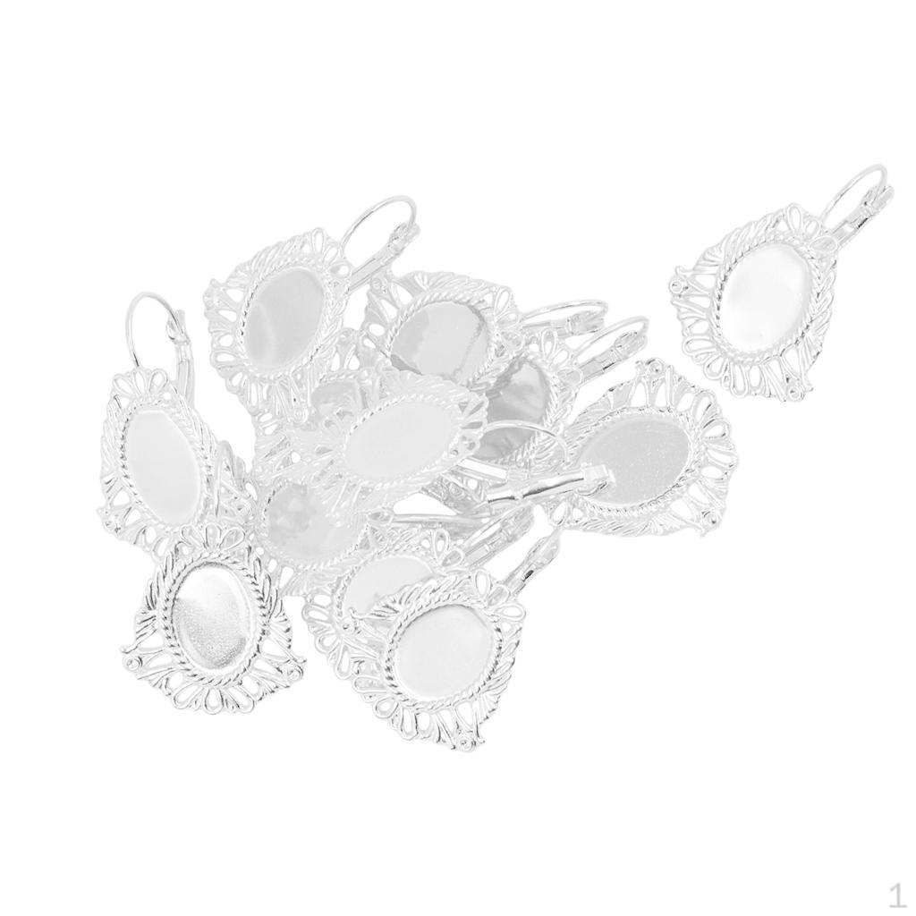 12 Pieces Brass Earring Blank Wire Hook Fit 11x 16 Mm Cabochon Setting