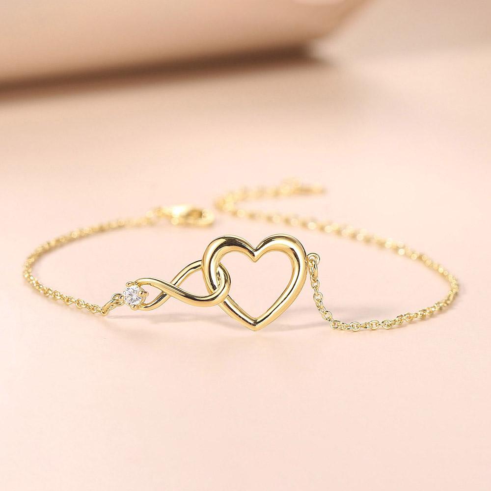 Heart Bracelet for Women Crystal Infinite Love Aesthetic Korean Gold Color Chain Bangles Wedding Accessories Bride Jewelry H058