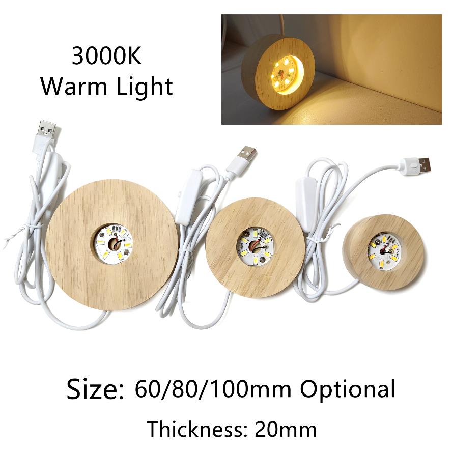 USB Switch Desktop Decorative Lights Dimmable Wooden Colorful Gradient Remote Control Light Base Display Light Support Ornament