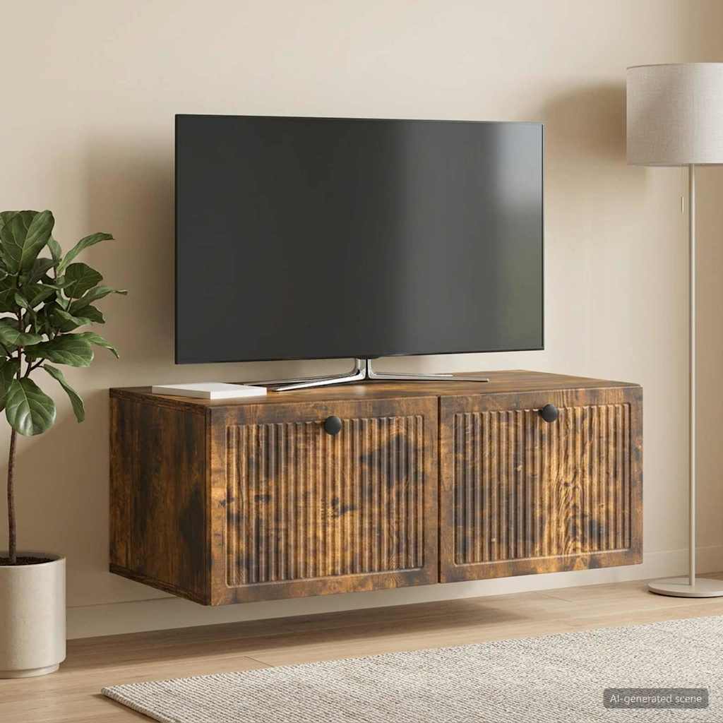 Wall Mounted TV Cabinet Smoked Oak 78.5 x 41 x 30 cm