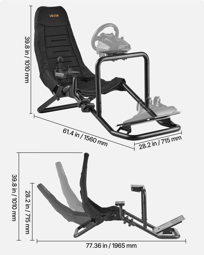Racing Wheel Stand, Heavy-Duty Integrated Simulator Cockpit Steering Stand, Fit Logitech G25,G27,G29,G920,G923, Thrustmaster T300RS,TX