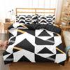 Modern Pink Geometric Bedding Set Soft Microfiber Black Marble Triangles Print Duvet Cover King With Pillowcases Bedroom Decor