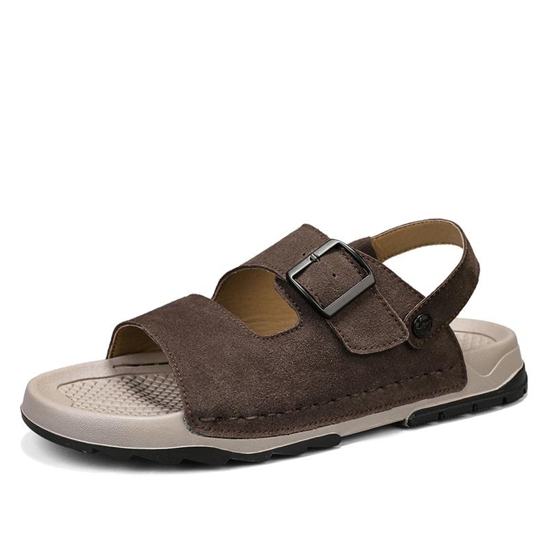 Fashion Beach Male Comfortable Slippers All-match Flats Men's Casual Walking Shoe 2025 New Cow Down Sandals Beach Mens Slip On Shoes