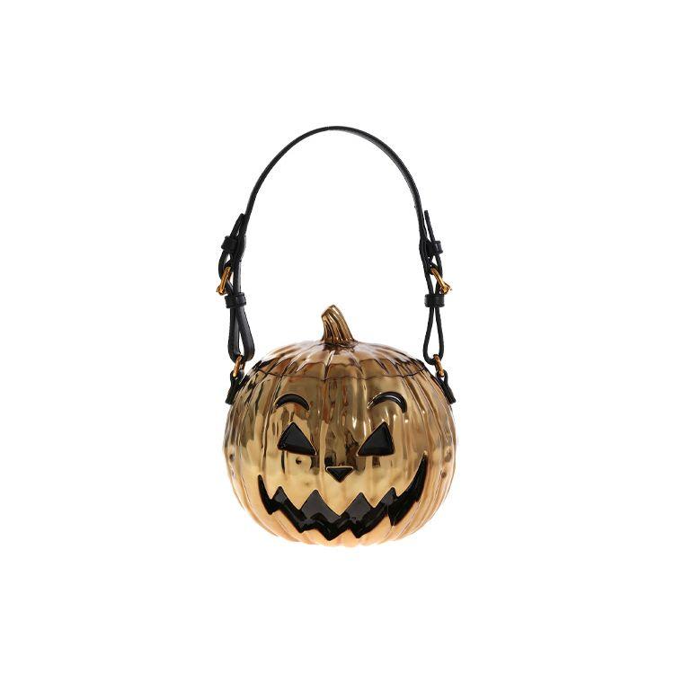 

Moschino Shiny Pumpkin Metal Handbag Women handbags Gold 7A749683030614 Basic Set (Bag+Dust Bag)