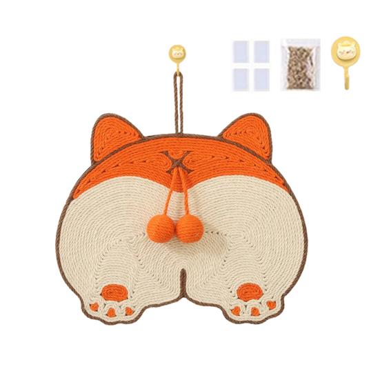 Sisal Cat Scratcher Mat Cartoon Design Cat Scratching Pad with Sticker Tape for Floor Wall To Protect Couch Carpet Furniture