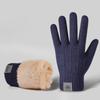 Winter Touch Screen Gloves Cycling Electric Bike Men's Warm Gloves Windproof and Cold Proof Gloves Thick Knitted Yarn Gloves with Added Velvet