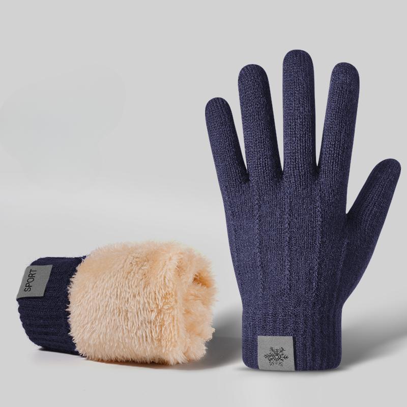 Winter Touch Screen Gloves Cycling Electric Bike Men's Warm Gloves Windproof and Cold Proof Gloves Thick Knitted Yarn Gloves with Added Velvet