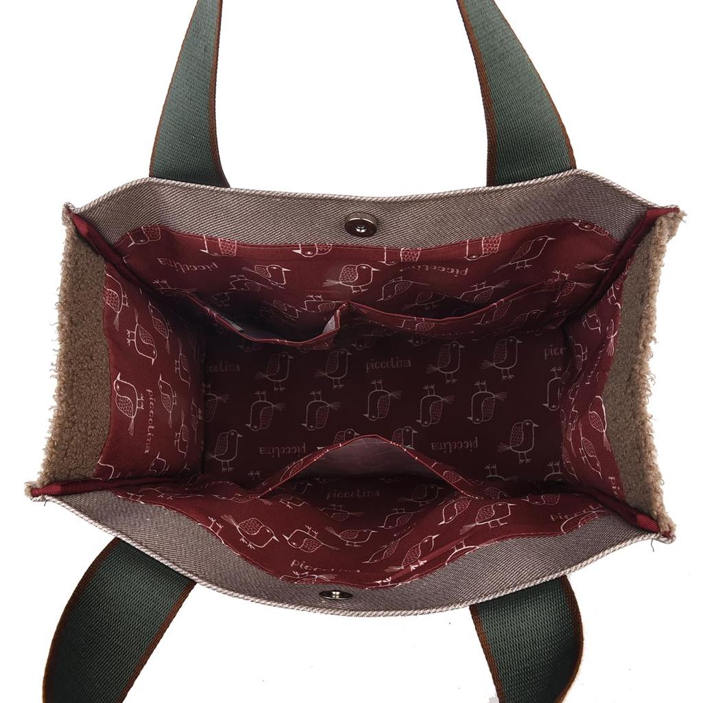 [Kusuguru Japan] Chic Boa Square Tote Bag, Women's, Mocha