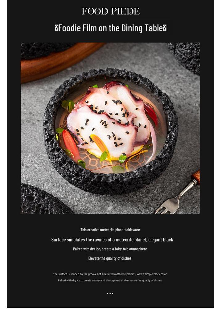 Specialty Meteorite Ball Plate - Japanese Style Creative Tableware with Dry Ice Effect