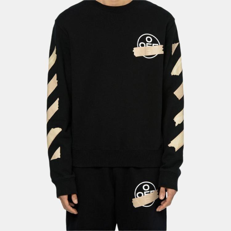 Off-White Tap Arrows Mens Logo Long Sleeve Round Neck Sweater Tape Men's OMBA025R20E300021048