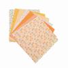 7Pcs Plain weave texture Cotton Fabric Orange floral print Patchwork Cloth  Patchwork production