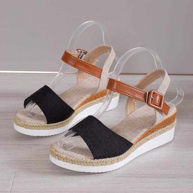 Sandals Women's 2025 Summer New Roman Style Wedge Heels Platform Shoes Women's High-heeled Women's Breathable Shoes