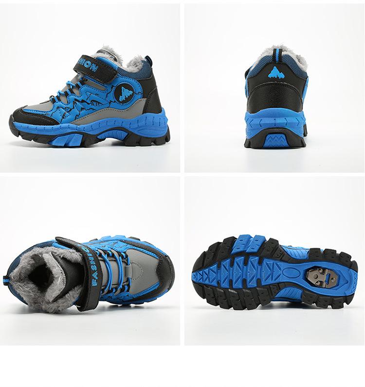 Warm Boys' Winter Snow Boots with Plus Velvet, Thickened for Northeast Weather, Suitable for Big Kids.