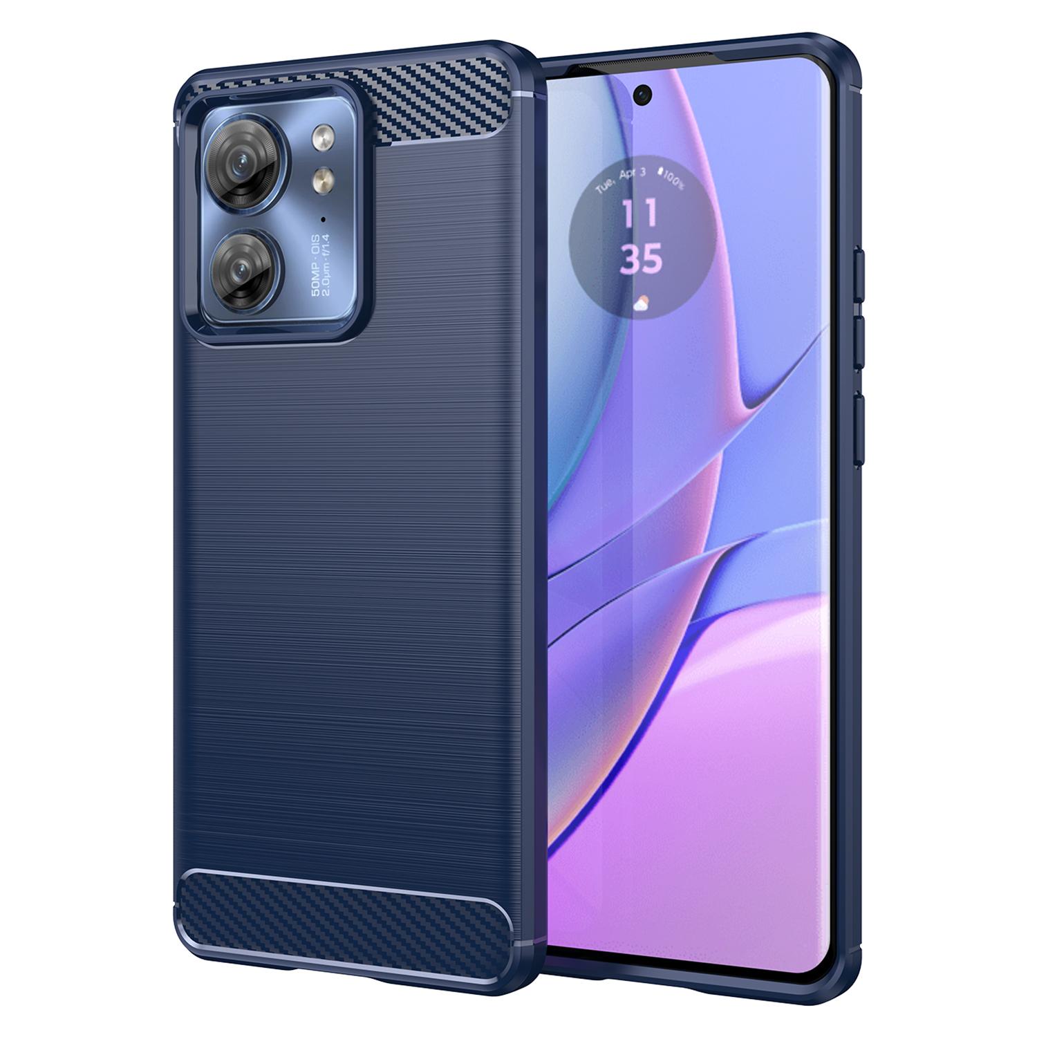 

For Motorola Edge (2023)/Edge 40 5G Case TPU Carbon Fiber Texture Shell Slim-Fit Cell Phone Cover Blue