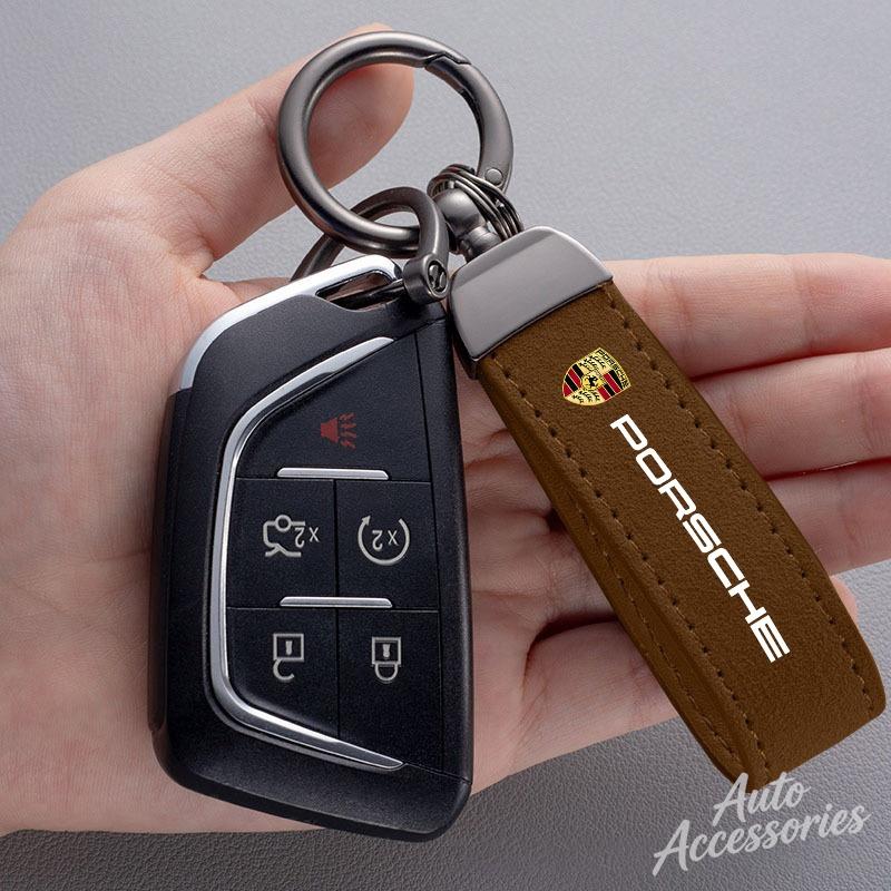 Suede Car Styling Keychain Pendant Anti-lost Keyring Charm Gift For Porsche 911 718 Cayenne Cayman Panamera Macan Taycan Boxster CY5