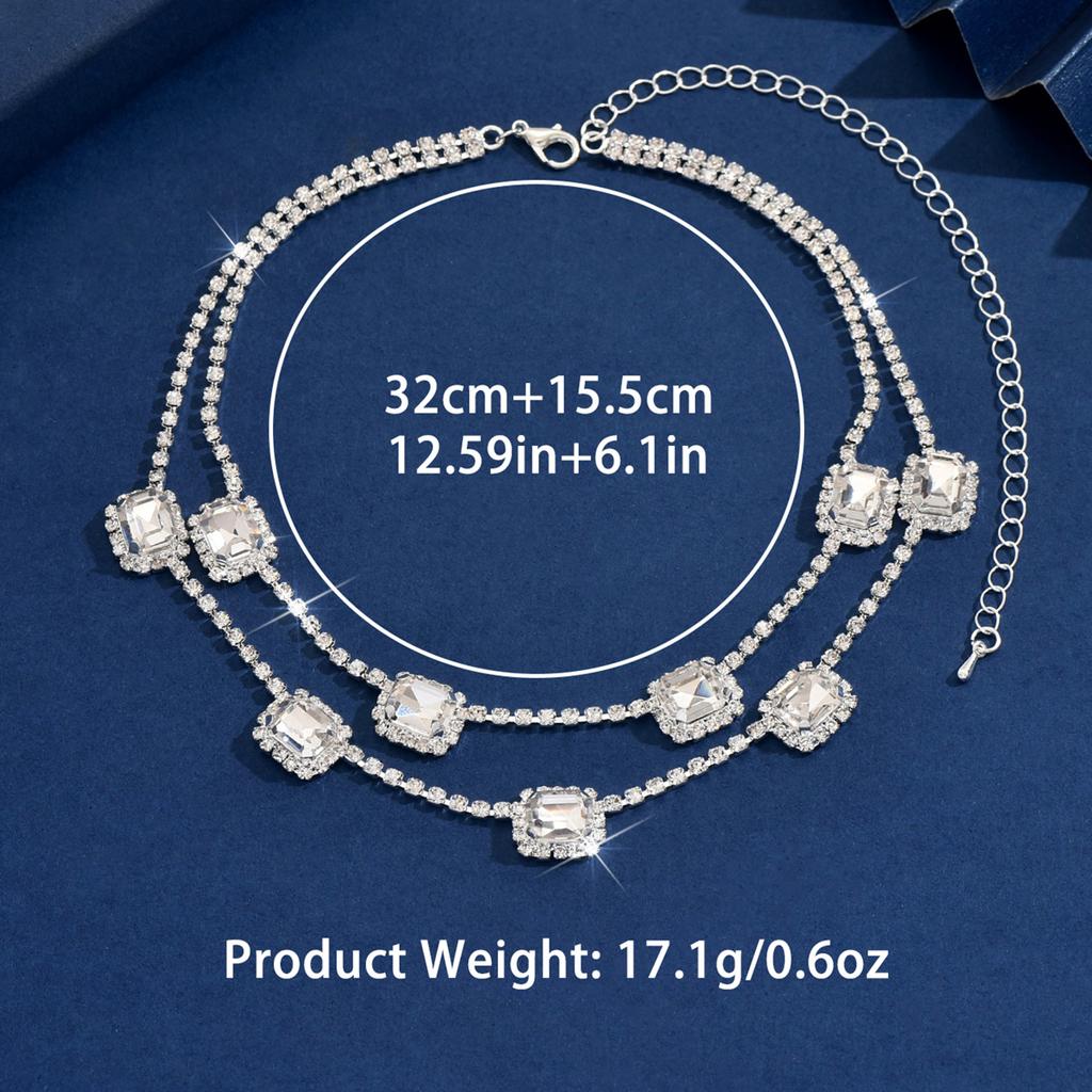 1 st Dammode Geometriskt Dubbellagers Halsband Zirkon Lämpligt för Dejt, Fest, Festival Gåvor-2169