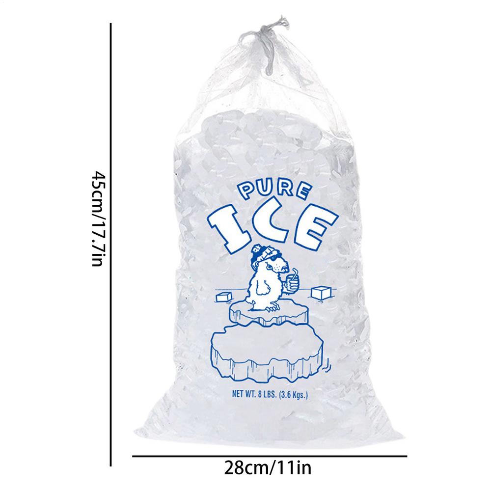 Reusable Plastic Ice Bags With Drawstring 10 Packs 8/10/20lbs Storage Bags For Ice Machine Ice Cubes Bags For Kitchen Storage