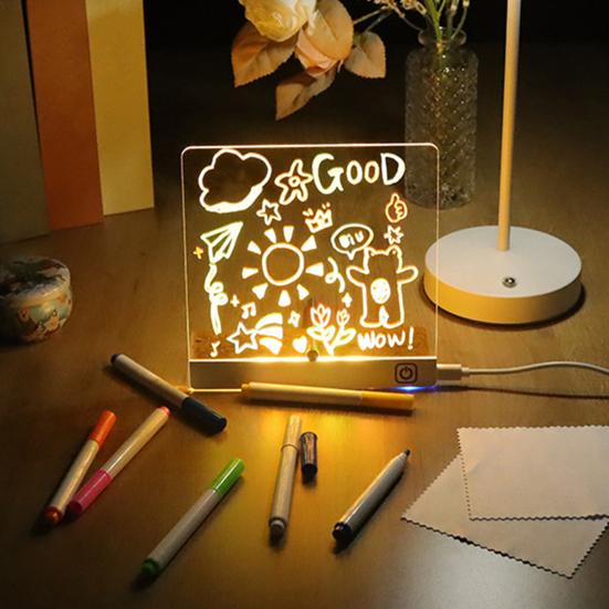 LED Note Board Rechargeable Acrylic Memo Pad Erasable Glowing Message Board To-do List Board Reusable Weekly