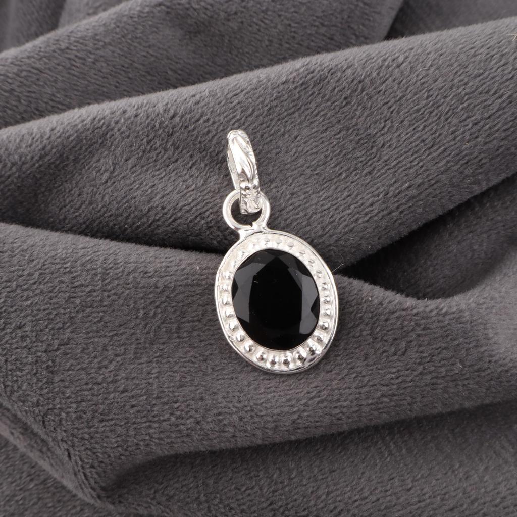 Black Onyx 925 Solid Sterling Silver Pendant, Handmade Gemstone Jewelry Pendant For Memorial Day