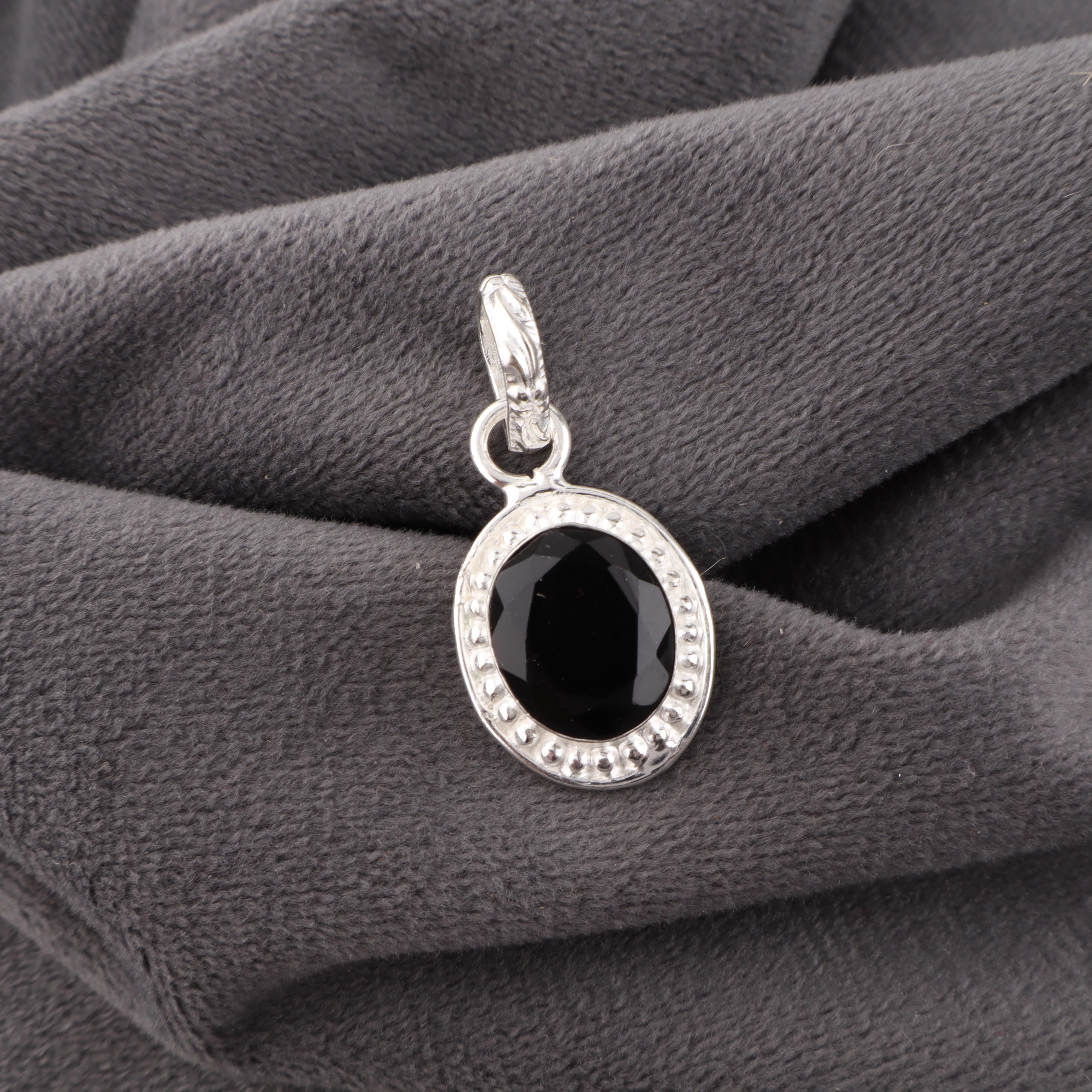 

Кулон из черного оникса из серебра 925 пробы, кулон с драгоценным камнем ручной работы на День памяти 1.20 Inches чёрный