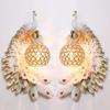 Nordic Retro Dual Color Peacock Wall Lamp Creative Gold White Lamps LED Crystal Metal Light Corridor Decoration