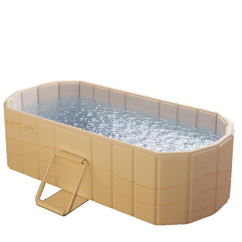 Foldable Portable Hot Tub with Dual Drainage Design for Home Gym Large Collapsible Ice Bath Tub for Relaxation
