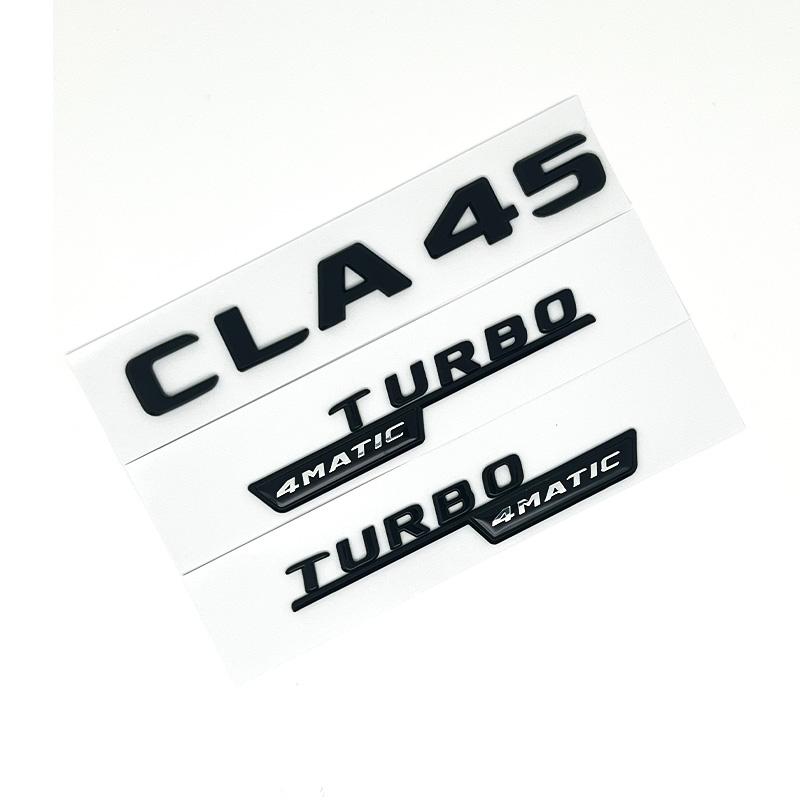 3D ABS Black CLA45 Logo TURBO 4MATIC Badge Car Rear Star Sticker Trunk AMG Emblem For Mercedes Benz CLA 45 AMG W117 Accessories