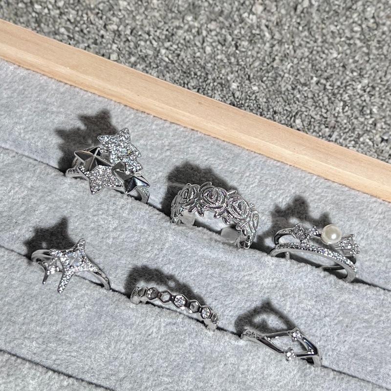 New Niche Design, Simple Plain Ring, Star Light Open Ring, Light Luxury Full Of Diamonds, Zircon Advanced Sense Ring.