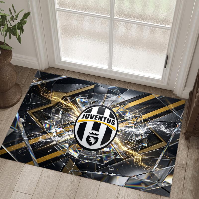 Juventus FC Design Crystal Velvet Carpet Cozy Non?Slip Printed Rug For Bedroom Living Room Entrance