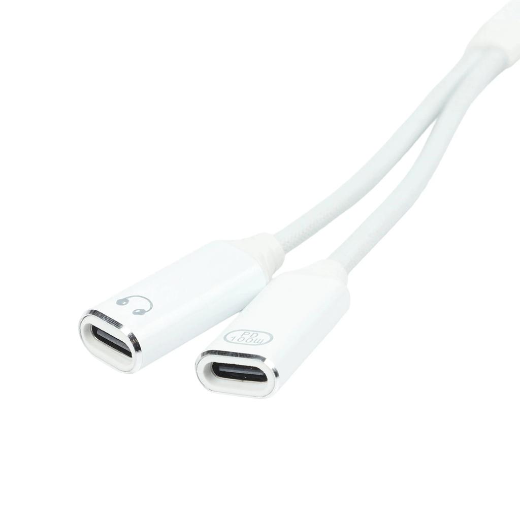 Type C Headphone Adapter Cable 2 IN 1 Supporting 100W Fast Charging and HiFi Audio for Enhanced Multimedia Experience